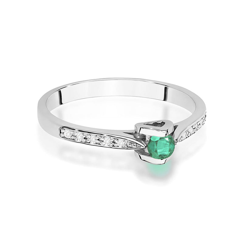 Inel Aur 9K cu Smarald 0.15 ct si Diamante Naturale 0.05 ct, imaginea 6 din 7