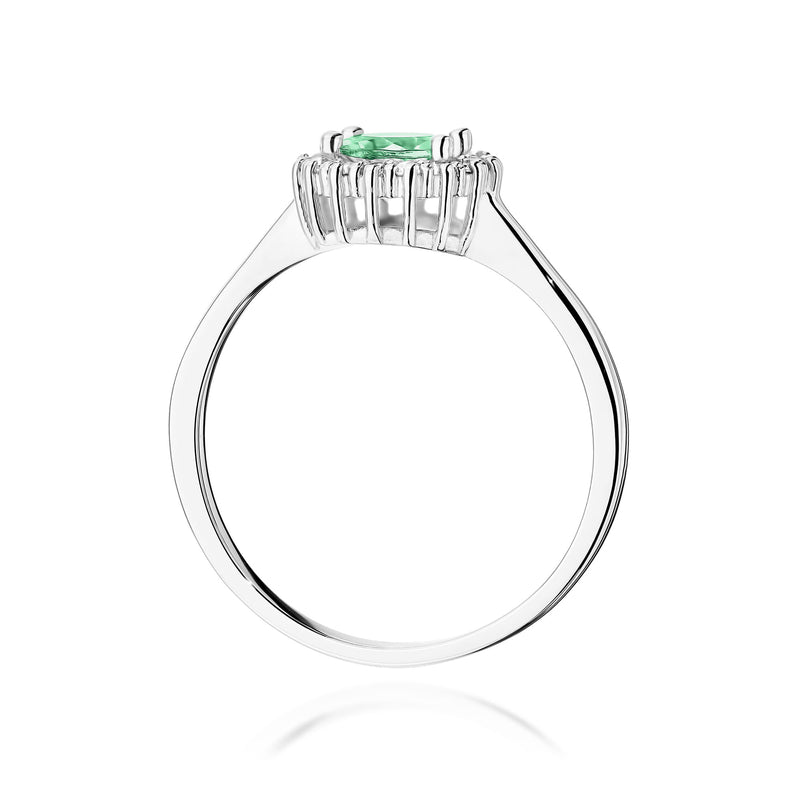 Inel Aur 9K cu Smarald 0.50 ct si Diamante Naturale 0.14 ct, imaginea 7 din 8
