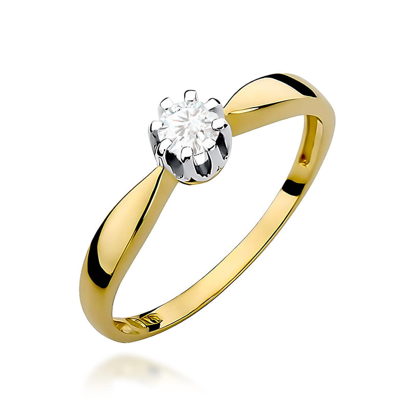 Inel Aur 9K cu Diamant Natural 0.20 ct — Aur galben