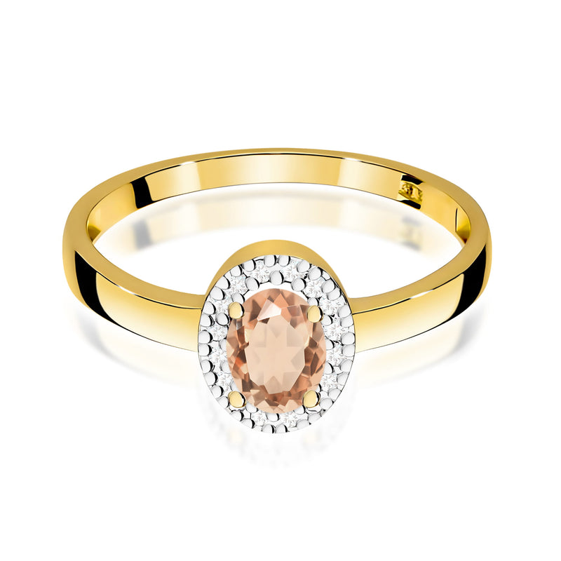 Inel Aur 9K cu Morganit 0.40 ct si Diamante Naturale 0.08 ct, imaginea 2 din 8