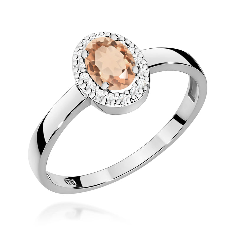 Inel Aur 9K cu Morganit 0.40 ct si Diamante Naturale 0.08 ct, imaginea 5 din 8