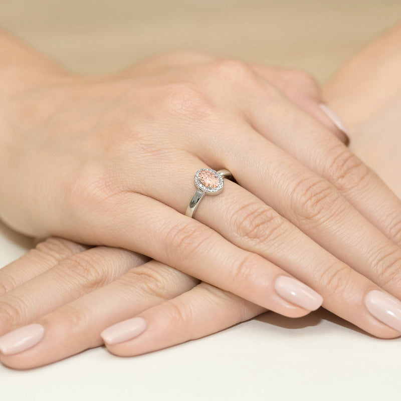 Inel Aur 9K cu Morganit 0.40 ct si Diamante Naturale 0.08 ct, imaginea 8 din 8