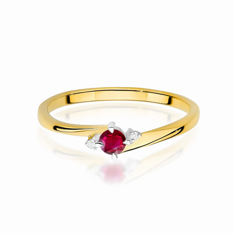 Inel Aur 9K cu Rubin 0.15 ct si Diamante Naturale 0.02 ct, imaginea 2 din 8