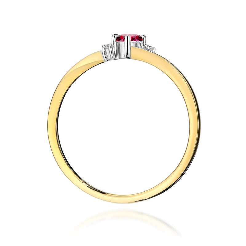 Inel Aur 9K cu Rubin 0.15 ct si Diamante Naturale 0.02 ct, imaginea 3 din 8