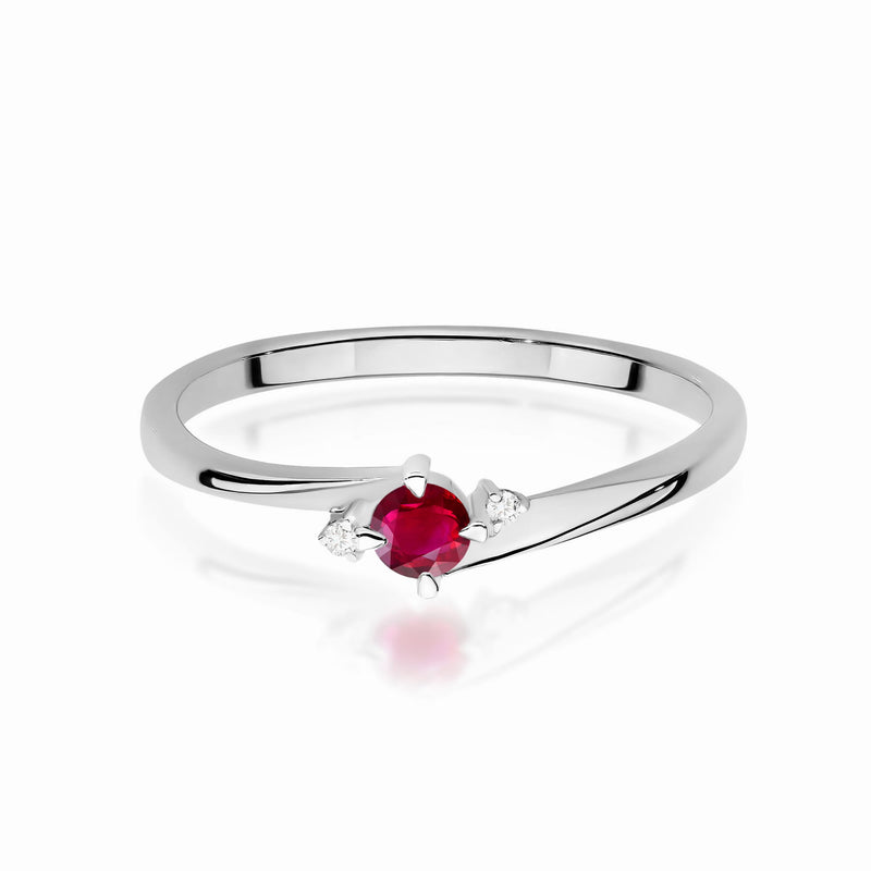 Inel Aur 9K cu Rubin 0.15 ct si Diamante Naturale 0.02 ct, imaginea 6 din 8