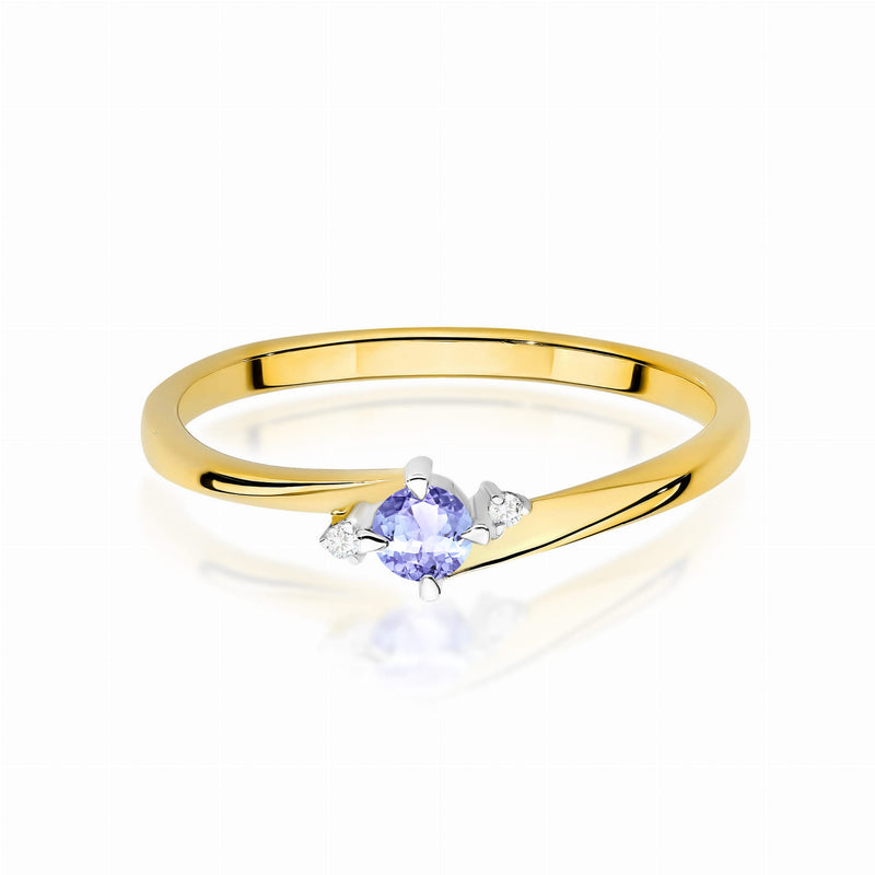 Inel Aur 9K cu Tanzanit 0.15 ct si Diamante Naturale 0.02 ct, imaginea 2 din 8