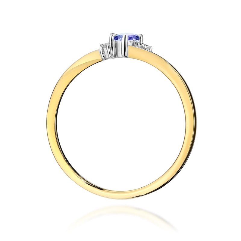 Inel Aur 9K cu Tanzanit 0.15 ct si Diamante Naturale 0.02 ct, imaginea 3 din 8