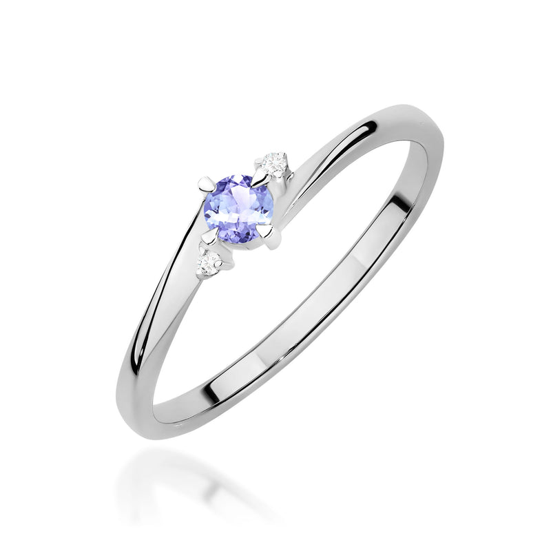 Inel Aur 9K cu Tanzanit 0.15 ct si Diamante Naturale 0.02 ct, imaginea 5 din 8