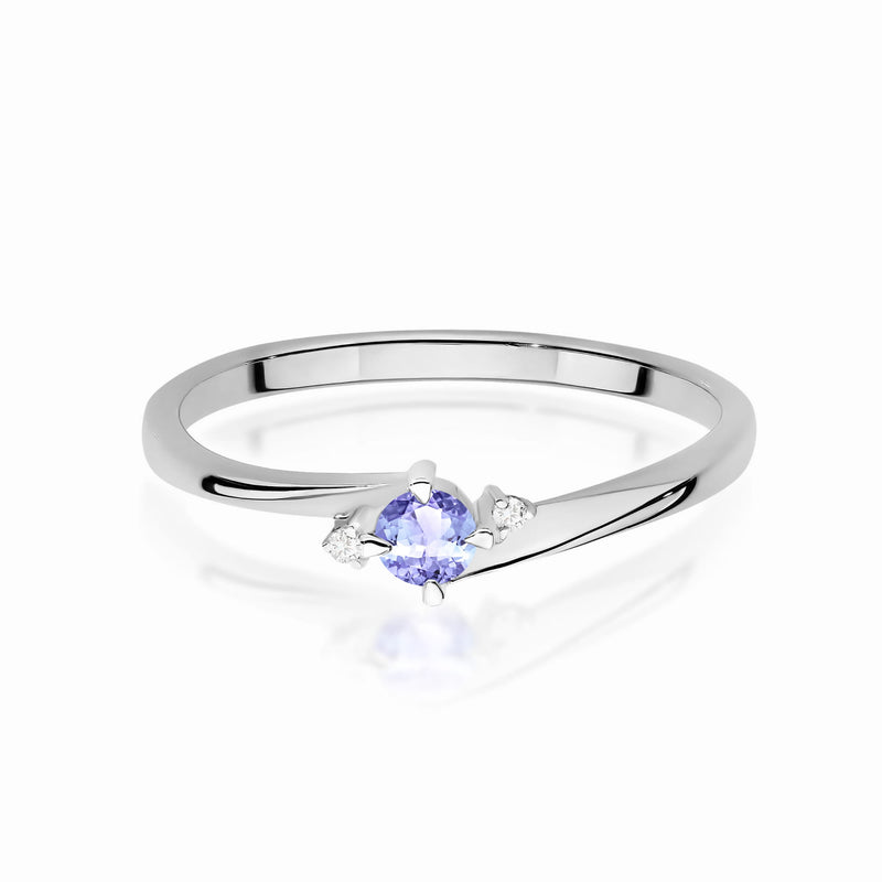 Inel Aur 9K cu Tanzanit 0.15 ct si Diamante Naturale 0.02 ct, imaginea 6 din 8