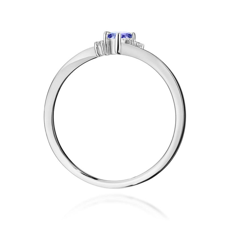 Inel Aur 9K cu Tanzanit 0.15 ct si Diamante Naturale 0.02 ct, imaginea 7 din 8