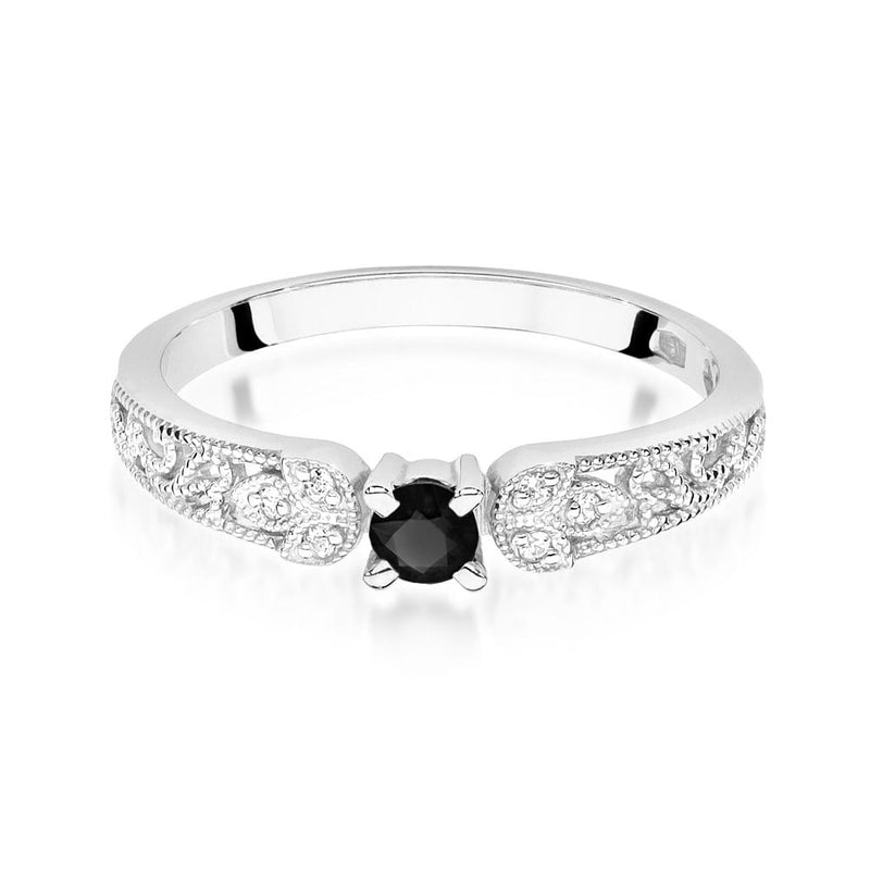 Inel Aur 9K cu Diamante Naturale Albe si Negre 0.15 ct, imaginea 6 din 8