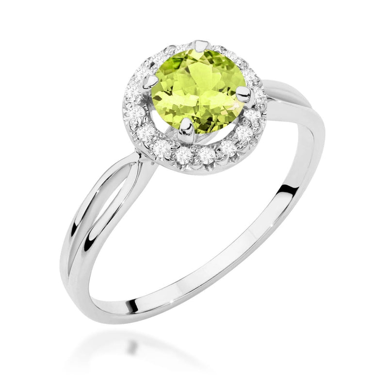 Inel Aur 9K cu Peridot 0.90 ct si Diamante Naturale 0.08 ct, imaginea 5 din 8