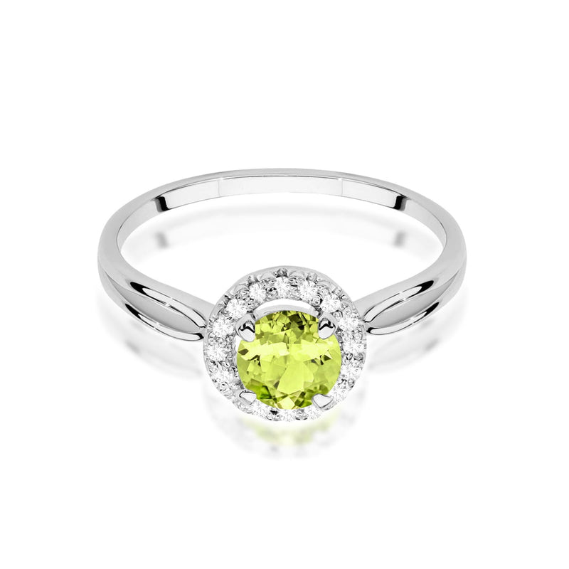 Inel Aur 9K cu Peridot 0.90 ct si Diamante Naturale 0.08 ct, imaginea 6 din 8