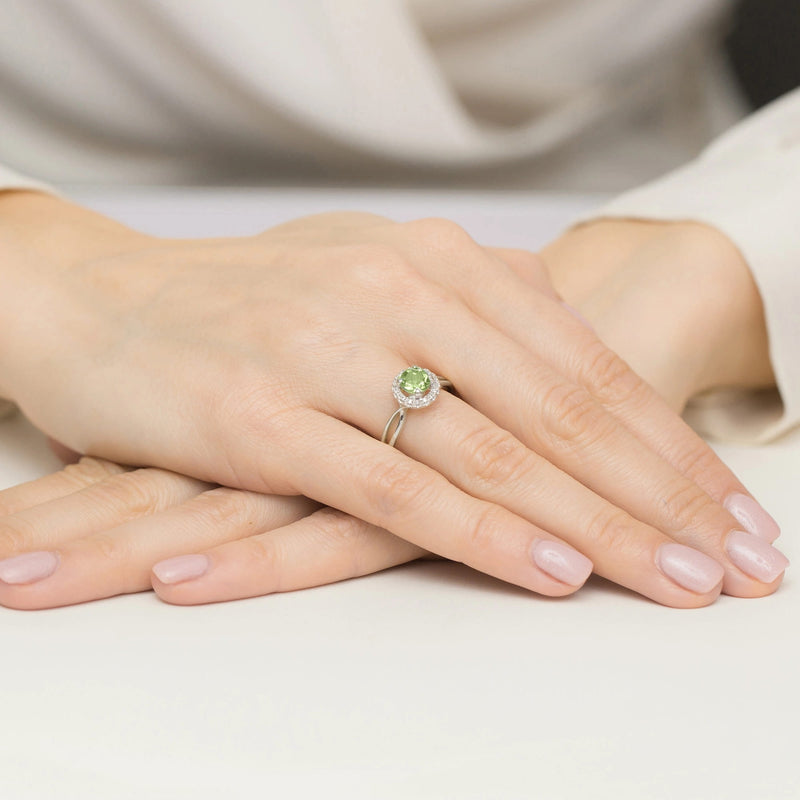 Inel Aur 9K cu Peridot 0.90 ct si Diamante Naturale 0.08 ct, imaginea 8 din 8