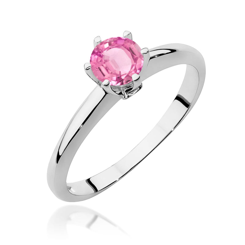 Inel Aur 9K cu Topaz Roz 0.60 ct si Diamante Naturale 0.04 ct, imaginea 5 din 8
