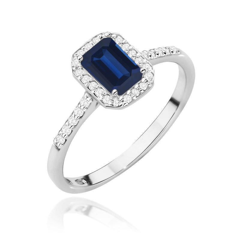 Inel Aur 9K cu Safir 0.60 ct si Diamante Naturale 0.19 ct, imaginea 5 din 8