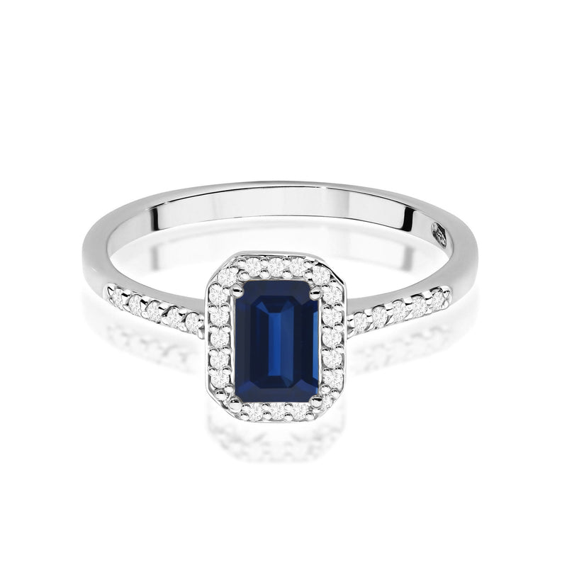 Inel Aur 9K cu Safir 0.60 ct si Diamante Naturale 0.19 ct, imaginea 6 din 8