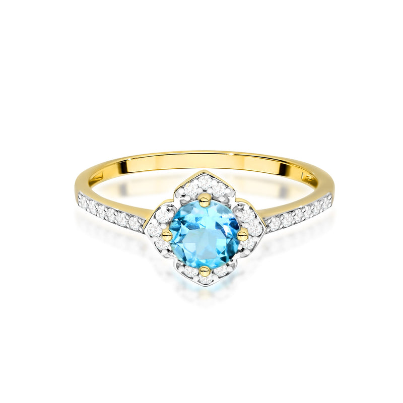 Inel Aur 9K cu Topaz Swiss 0.50 ct si Diamante Naturale 0.13 ct, imaginea 2 din 8