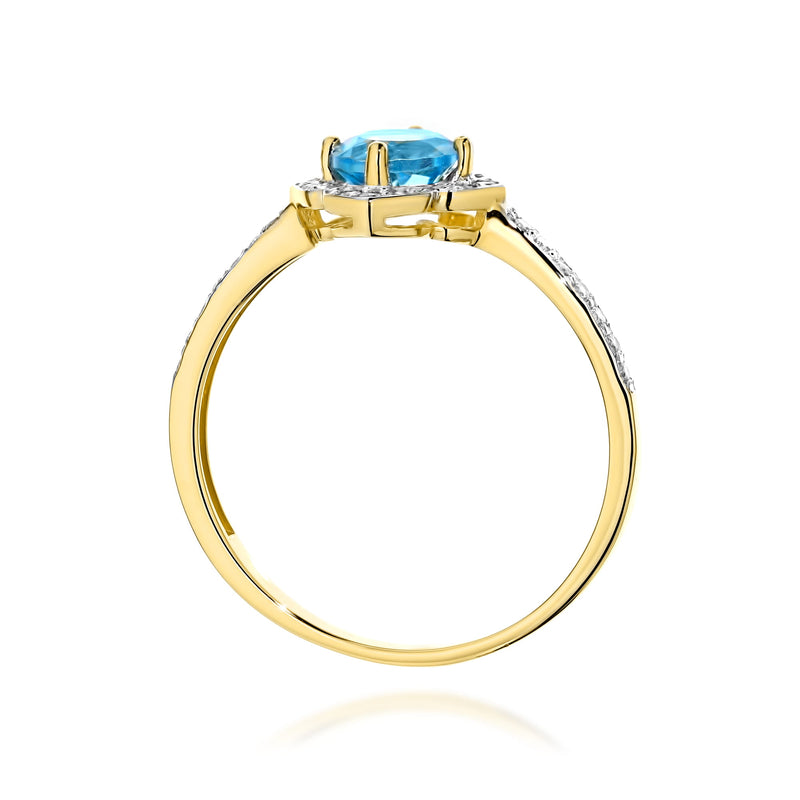 Inel Aur 9K cu Topaz Swiss 0.50 ct si Diamante Naturale 0.13 ct, imaginea 3 din 8