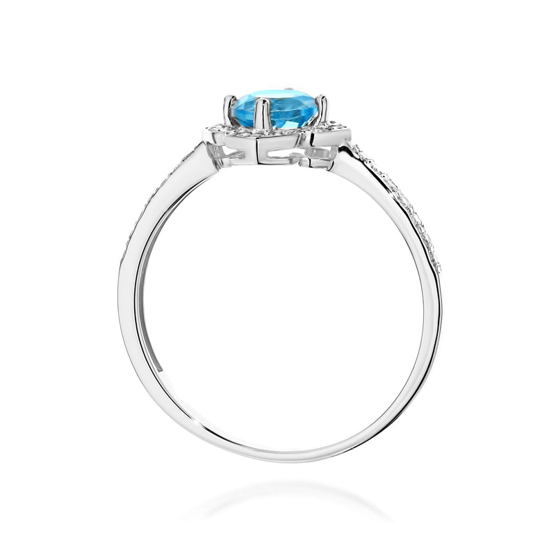 Inel Aur 9K cu Topaz Swiss 0.50 ct si Diamante Naturale 0.13 ct, imaginea 7 din 8