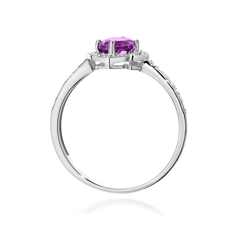 Inel Aur 9K cu Ametist 0.50 ct si Diamante Naturale 0.13 ct, imaginea 7 din 8