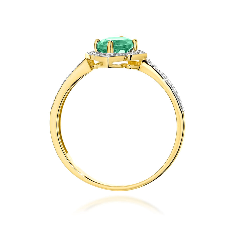 Inel Aur 9K cu Smarald 0.50 ct si Diamante Naturale 0.13 ct, imaginea 3 din 8