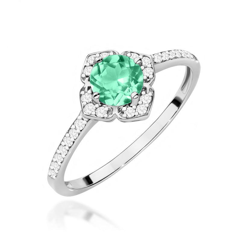 Inel Aur 9K cu Smarald 0.50 ct si Diamante Naturale 0.13 ct, imaginea 5 din 8