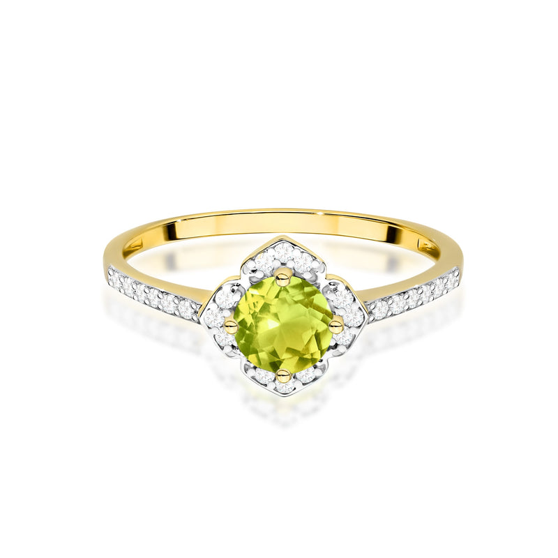 Inel Aur 9K cu Peridot 0.60 ct si Diamante Naturale 0.13 ct, imaginea 2 din 8