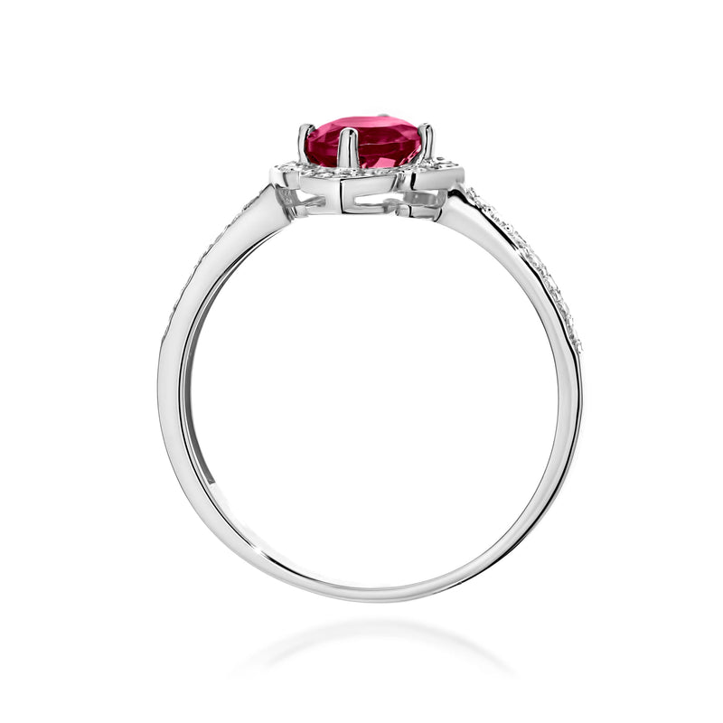 Inel Aur 9K cu Rhodolite 0.60 ct si Diamante Naturale 0.13 ct, imaginea 7 din 8