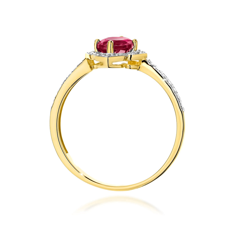 Inel Aur 9K cu Rubin 0.60 ct si Diamante Naturale 0.13 ct, imaginea 3 din 8