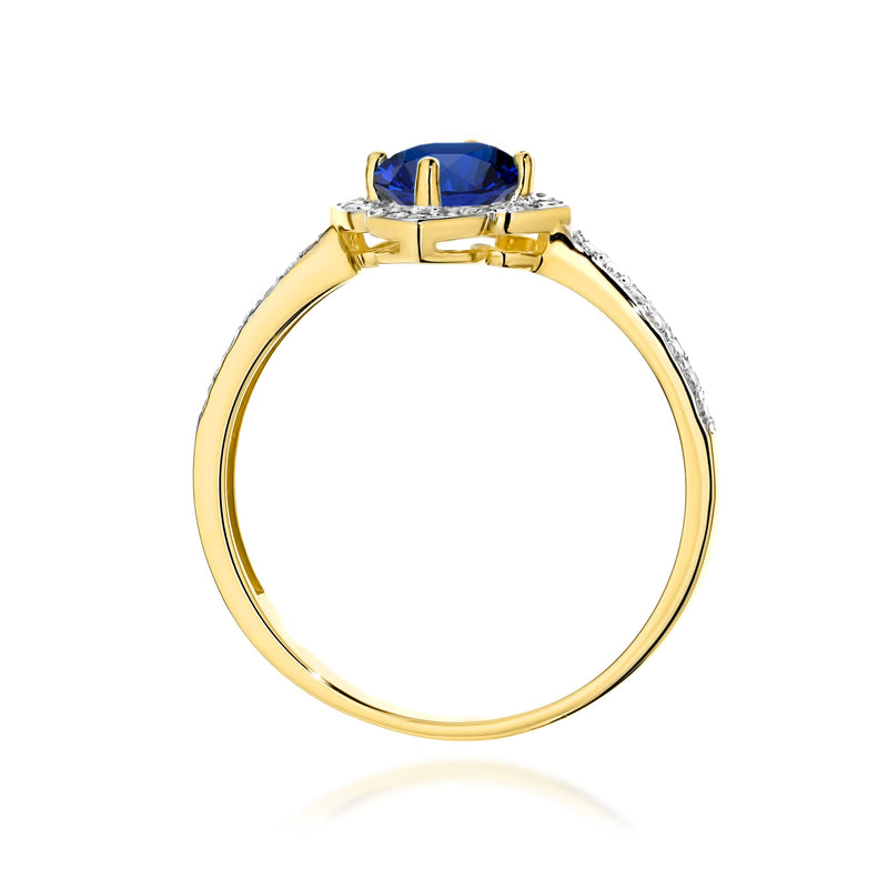 Inel Aur 9K cu Safir 0.50 ct si Diamante Naturale 0.13 ct, imaginea 3 din 8