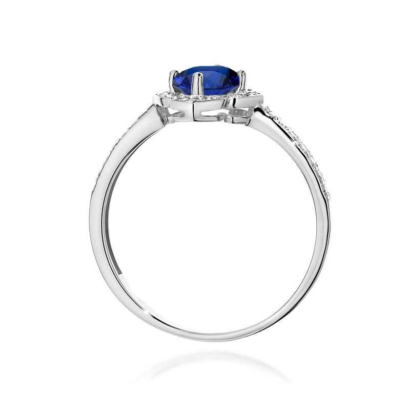 Inel Aur 9K cu Safir 0.50 ct si Diamante Naturale 0.13 ct, imaginea 7 din 8
