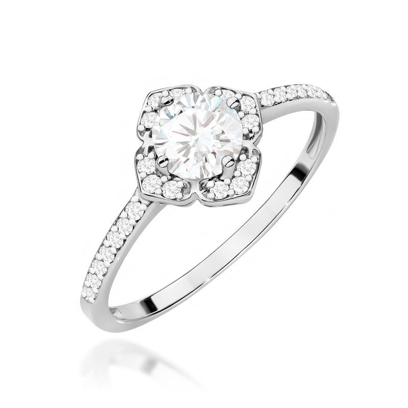 Inel Aur 9K cu Safir Alb 0.60 ct si Diamante Naturale 0.13 ct, imaginea 5 din 8