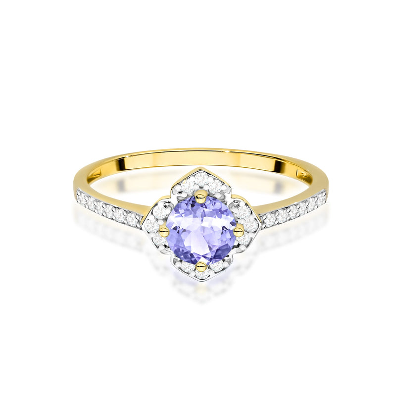 Inel Aur 9K cu Tanzanit 0.50 ct si Diamante Naturale 0.13 ct, imaginea 2 din 8