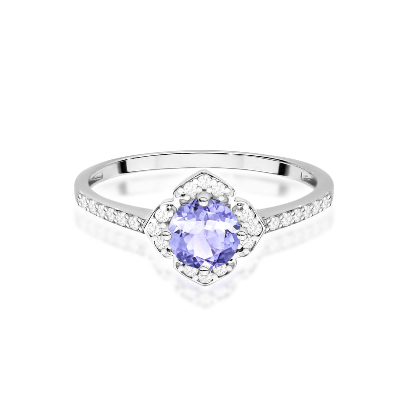 Inel Aur 9K cu Tanzanit 0.50 ct si Diamante Naturale 0.13 ct, imaginea 6 din 8