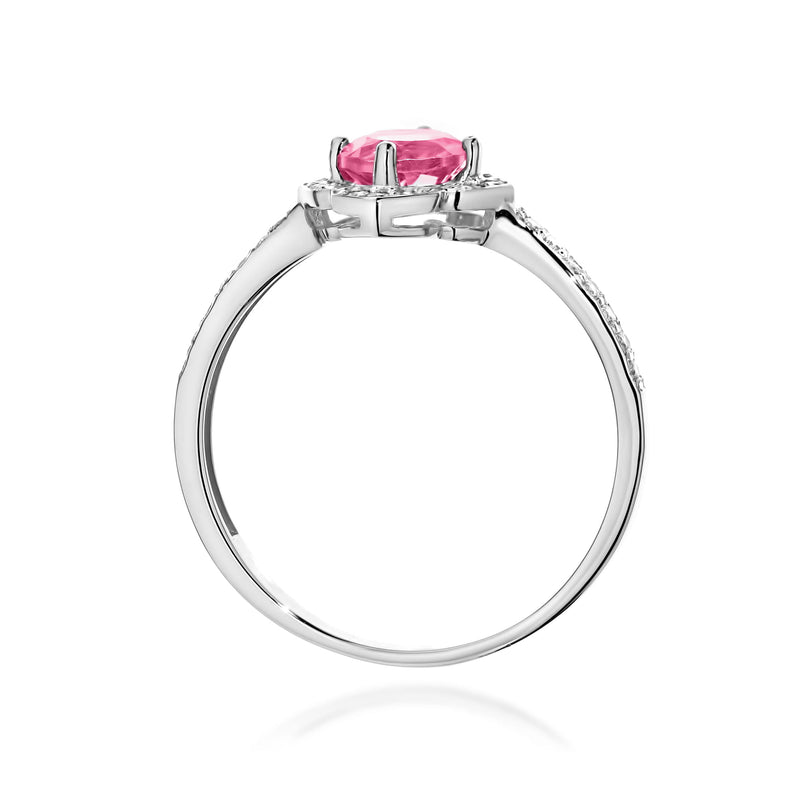Inel Aur 9K cu Topaz Roz 0.60 ct si Diamante Naturale 0.13 ct, imaginea 7 din 8