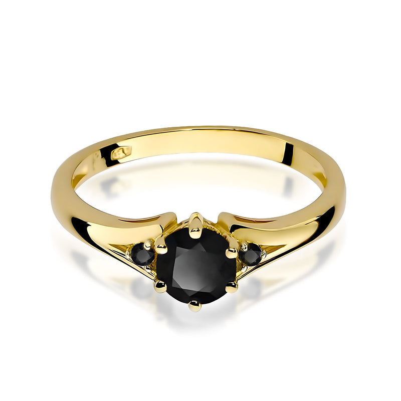 Inel Aur 9K cu Diamante Naturale Negre 0.53 ct, imaginea 2 din 6
