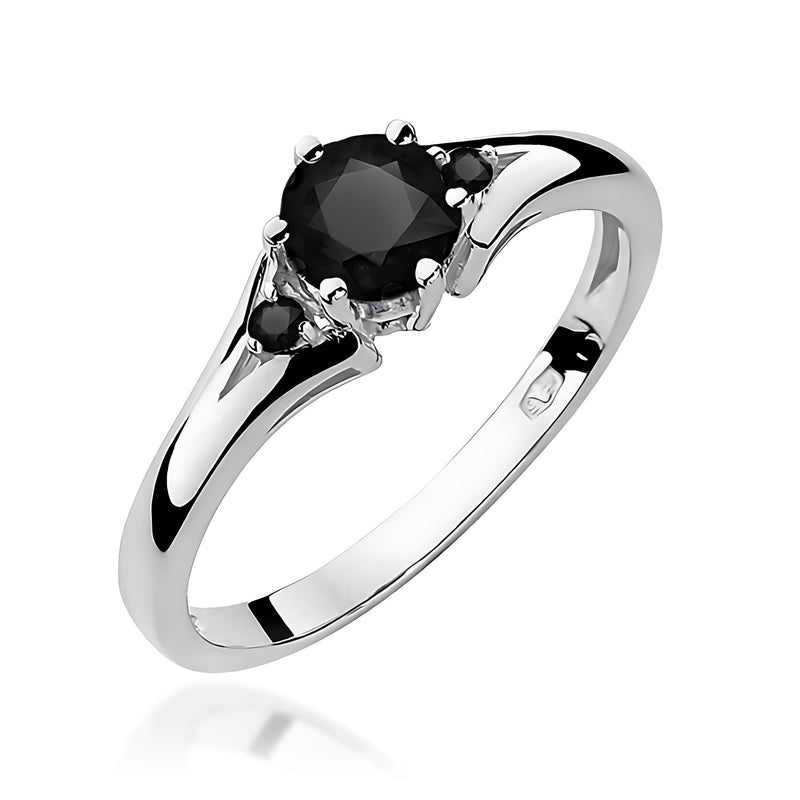 Inel Aur 9K cu Diamante Naturale Negre 0.53 ct, imaginea 4 din 6