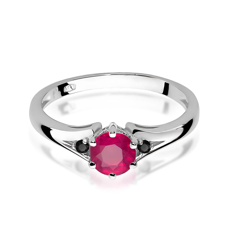Inel Aur 9K cu Rubin 0.60 ct si Diamante Naturale Negre 0.03 ct, imaginea 5 din 6