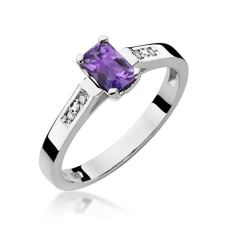Inel Aur 9K cu Ametist 0.50 ct si Diamante Naturale 0.04 ct, imaginea 5 din 8