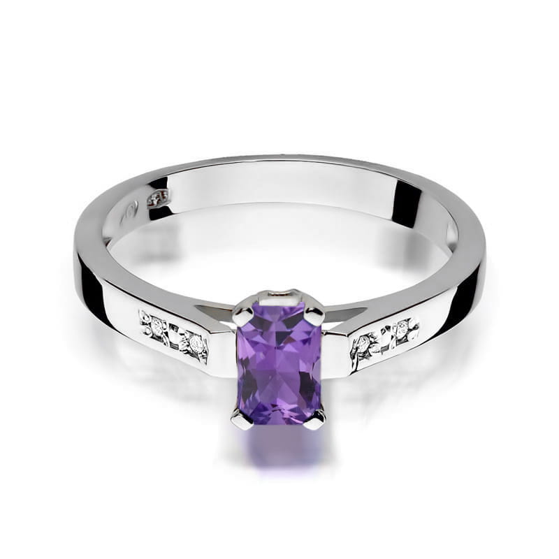 Inel Aur 9K cu Ametist 0.50 ct si Diamante Naturale 0.04 ct, imaginea 6 din 8