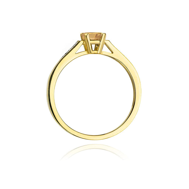 Inel Aur 9K cu Citrin 0.60 ct si Diamante Naturale 0.04 ct, imaginea 3 din 8