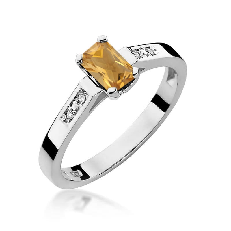Inel Aur 9K cu Citrin 0.60 ct si Diamante Naturale 0.04 ct, imaginea 5 din 8