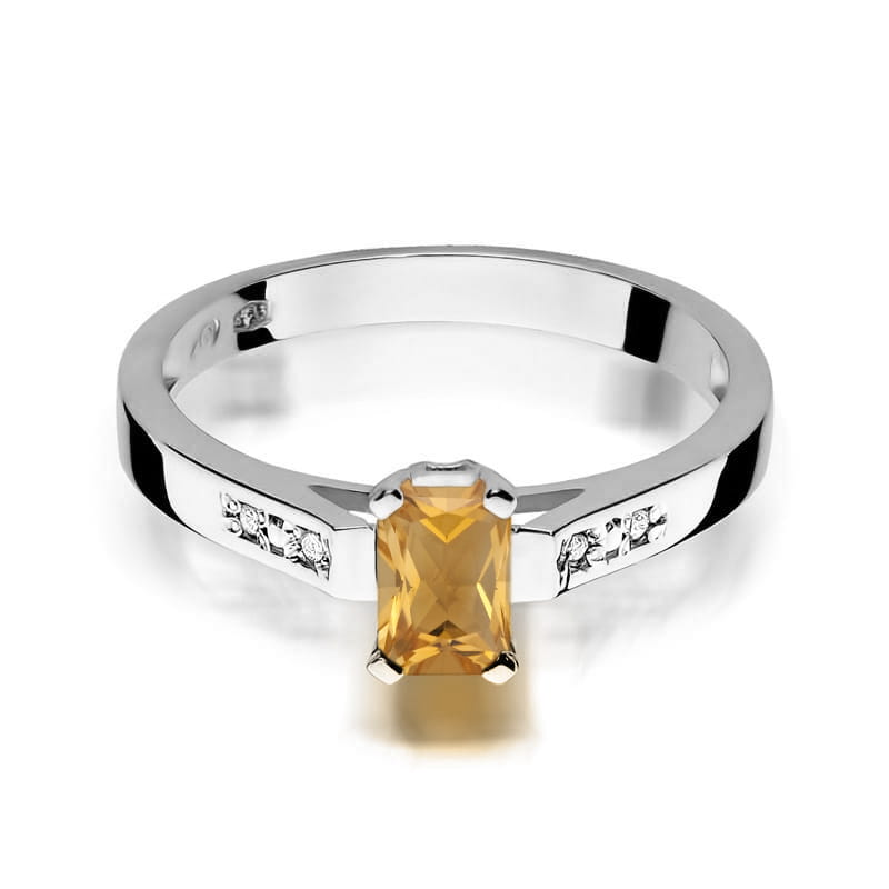 Inel Aur 9K cu Citrin 0.60 ct si Diamante Naturale 0.04 ct, imaginea 6 din 8