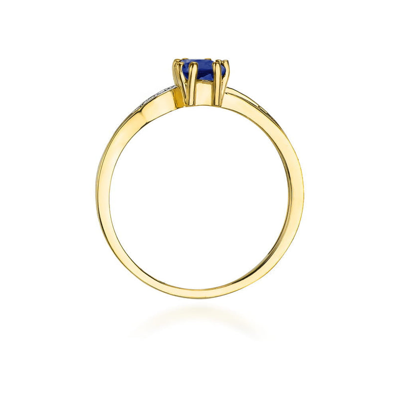 Inel Aur 9K cu Safir 0.60 ct si Diamante Naturale 0.03 ct, imaginea 3 din 8