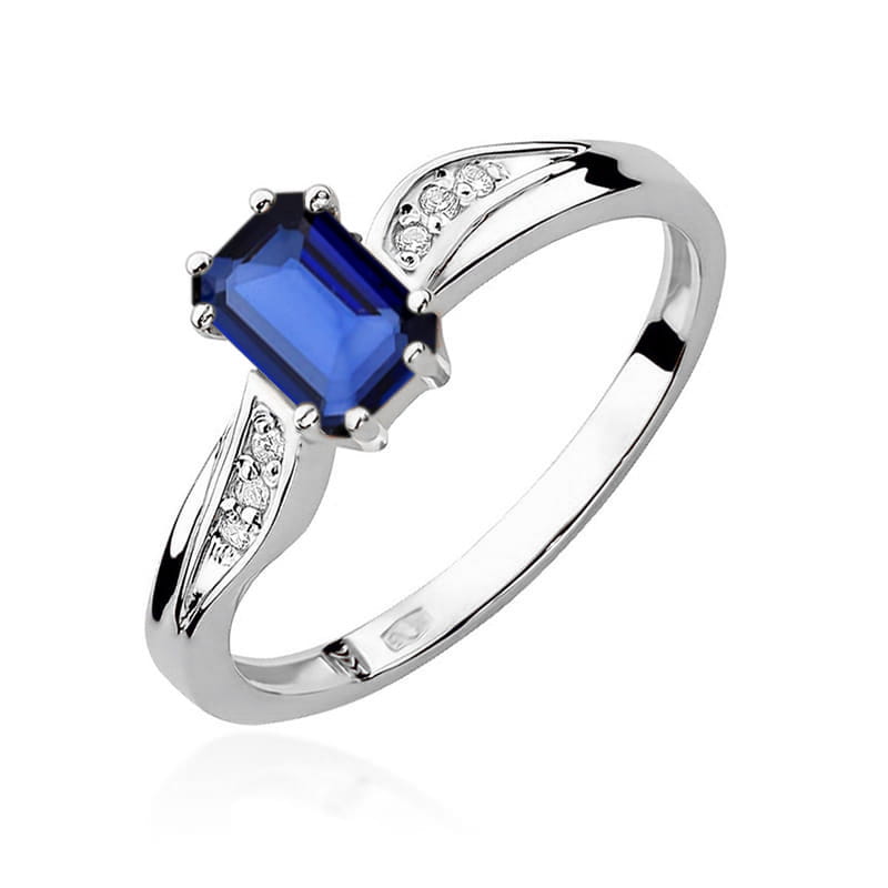 Inel Aur 9K cu Safir 0.60 ct si Diamante Naturale 0.03 ct, imaginea 5 din 8