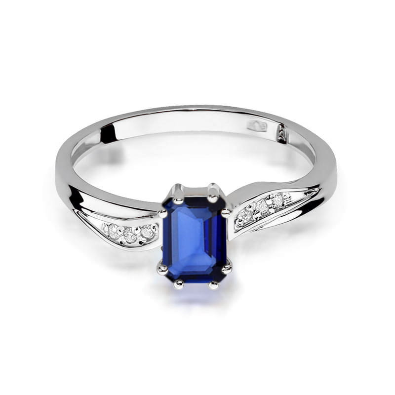 Inel Aur 9K cu Safir 0.60 ct si Diamante Naturale 0.03 ct, imaginea 6 din 8