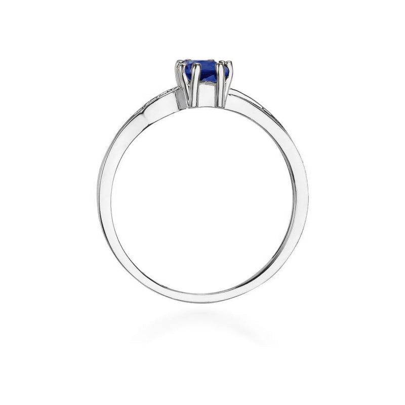 Inel Aur 9K cu Safir 0.60 ct si Diamante Naturale 0.03 ct, imaginea 7 din 8