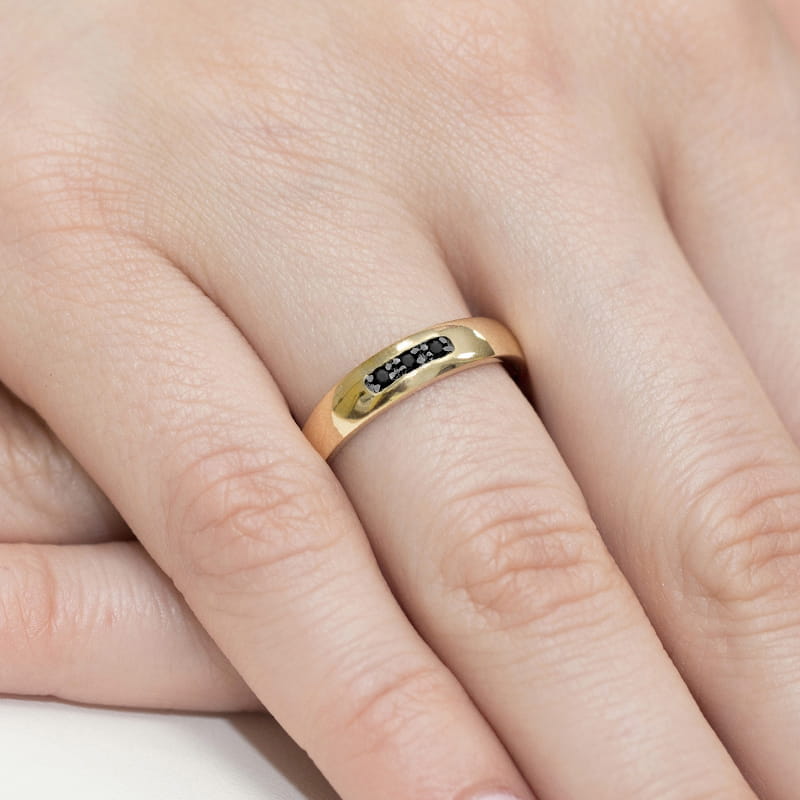Inel Aur 9K cu Diamante Naturale Negre 0.04 ct, imaginea 4 din 8