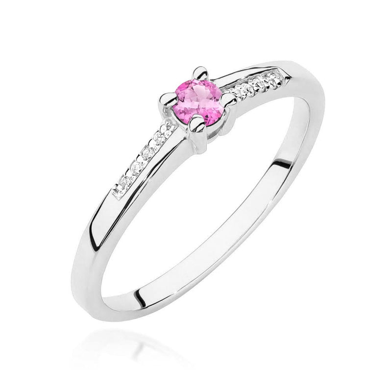 Inel Aur 9K cu Topaz Swiss 0.15 ct si Diamante Naturale 0.04 ct, imaginea 5 din 8